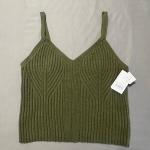 Auden Olive Green Ribbed Knit Cami Tank
